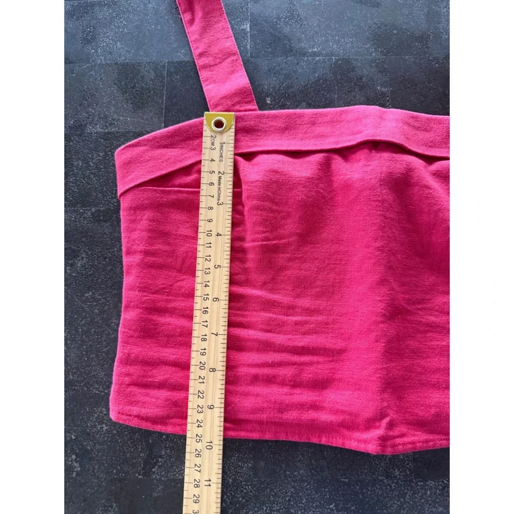 Abercrombie & Fitch Pink Linen Blend 2 Piece Set Crop Top Wide Leg Pants Small - Picture 9 of 16